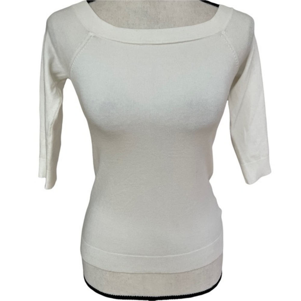 Milly boat neck stretch cream top half sleeve size S